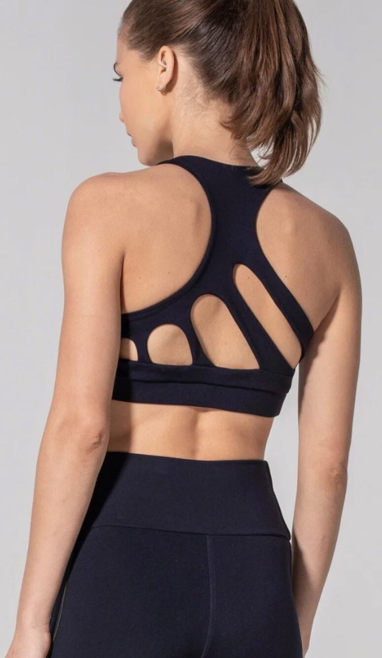 9two5fit Get in Line Navy Sports Bra Womens New Medium - Picture 1 of 10